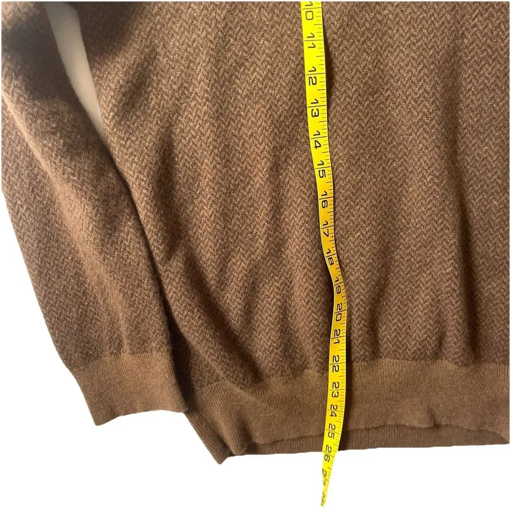 Vtg Polo Ralph Lauren 100 Merino Wool Sweater Italian Yarn Brown Herringbone XL
